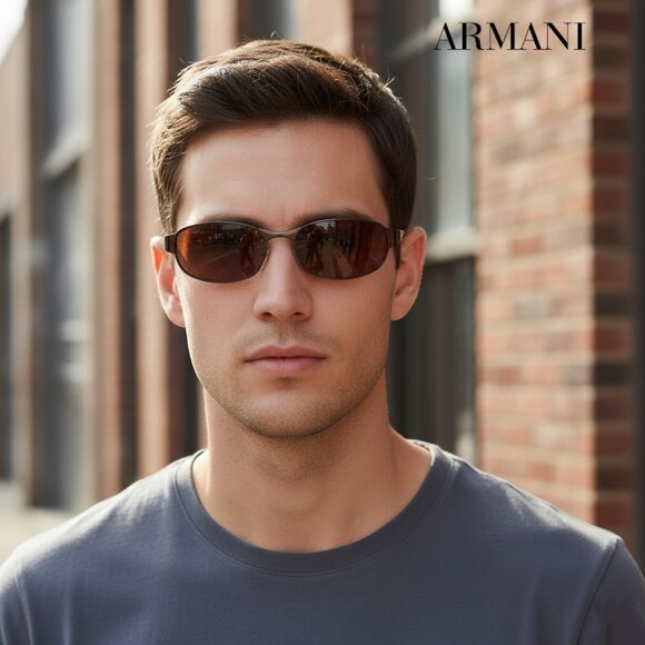 Vintage Armani 92447DR Antique Gold Metal Flex Temple Sunglasses Italy Design - Picture 1 of 13